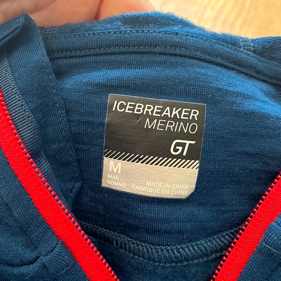 Icebreaker Merino Blue Long Sleeve Zip Hoodie Mid Layer - Picture 5 of 6